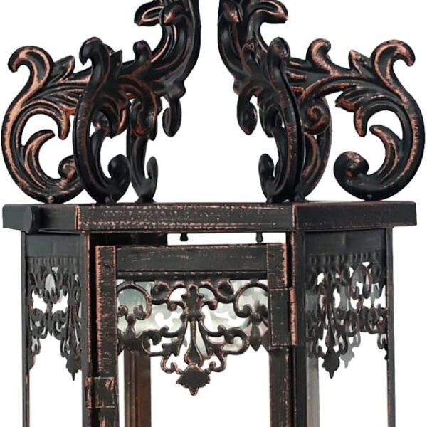 NEEDOMO 17.7″ Vintage Black Metal Lantern – Outdoor & Indoor Decorative Candle Holder