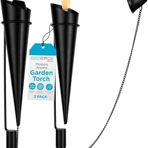 Outdoor Metal Citronella Torches – 6-Pack 59″ Garden Stakes for Patio & Backyard