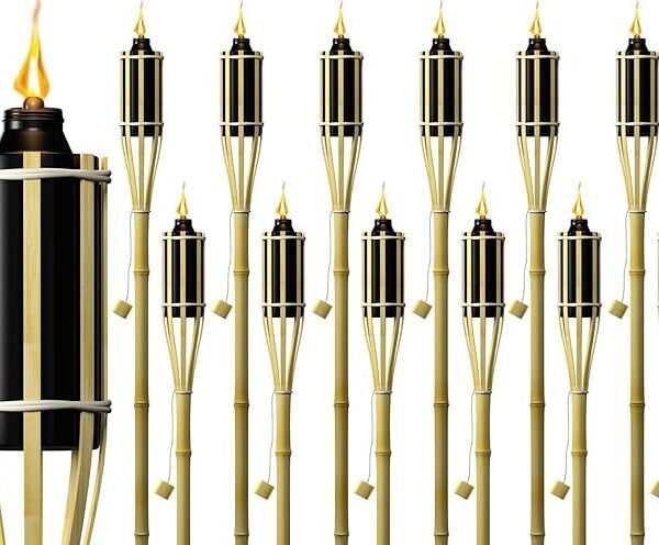 Matney 6-Pack Bamboo Outdoor Torches — Natural Oil-Burning Garden & Patio Lighting