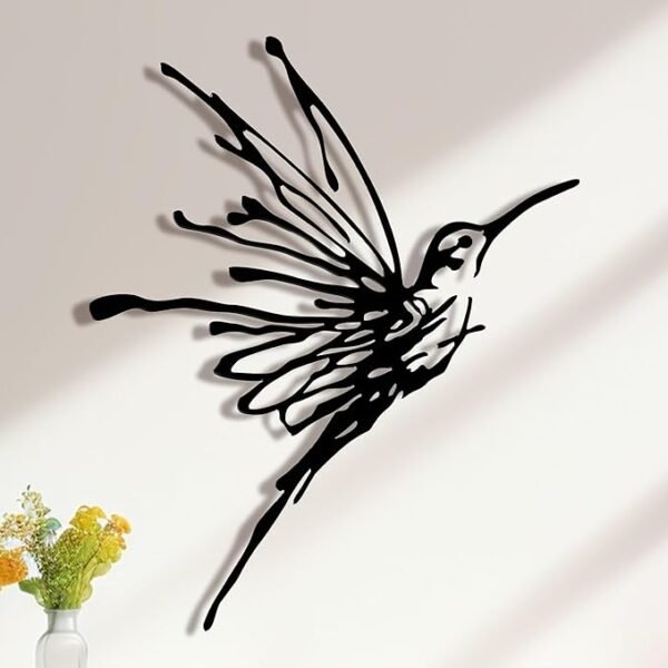3D Metal Hummingbird Wall Art – Waterproof Outdoor / Indoor Bird Sculpture (14″ × 16.5″)