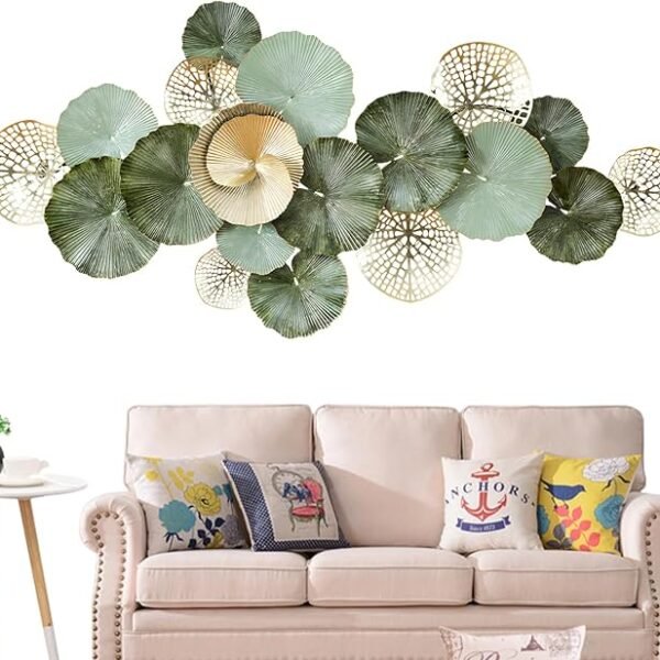 edaknez 53″×25″ 3D Metal Flower Leaves Wall Art – Large Indoor/Outdoor Wall Décor