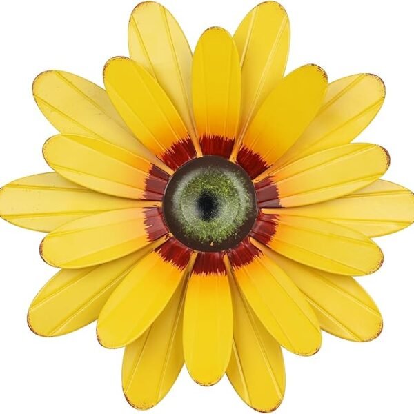 YEAHOME 11″ Metal Sunflower Wall Decor – 3D Flower Art for Indoor & Outdoor Walls