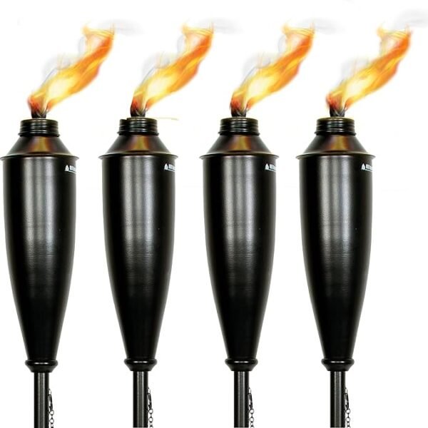 Deco Window 4-Pack 60″ Metal Garden Torches – Outdoor Citronella Patio Lighting