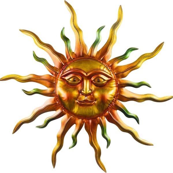VESTCDF 30″ Metal Sun Wall Art – Large Outdoor/Indoor Sun-Face Wall Décor