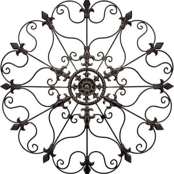Yun&Lin Crafts 30″×30″ Metal Medallion Wall Art – Hand-Painted Indoor/Outdoor Wall Decor