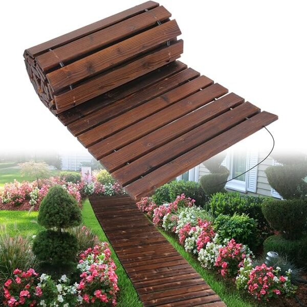 8.2 ft Wooden Garden Pathway – Weather-Resistant Carbonized Pine Roll-Out Walkway