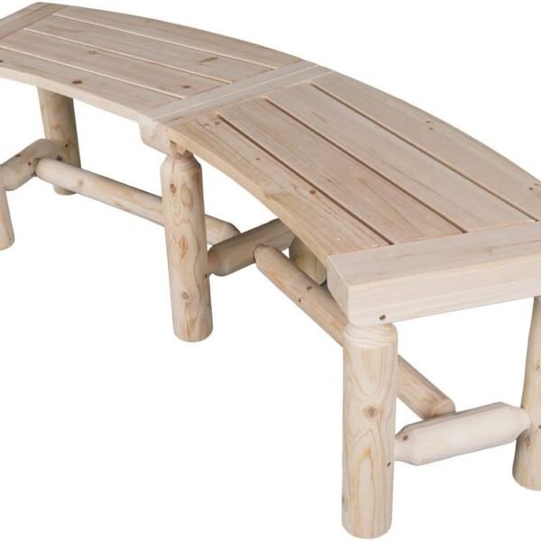 Kdgarden Outdoor Curved Wooden Bench – Rustic Backless Patio Garden Bench (40″–55″) for Deck, Fire Pit & Backyard