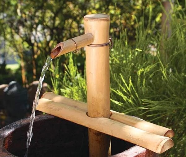 Bamboo Accents 12″ Zen Fountain Kit – Adjustable Bamboo Spout & Submersible Pump for Indoor/Outdoor Water Bowls
