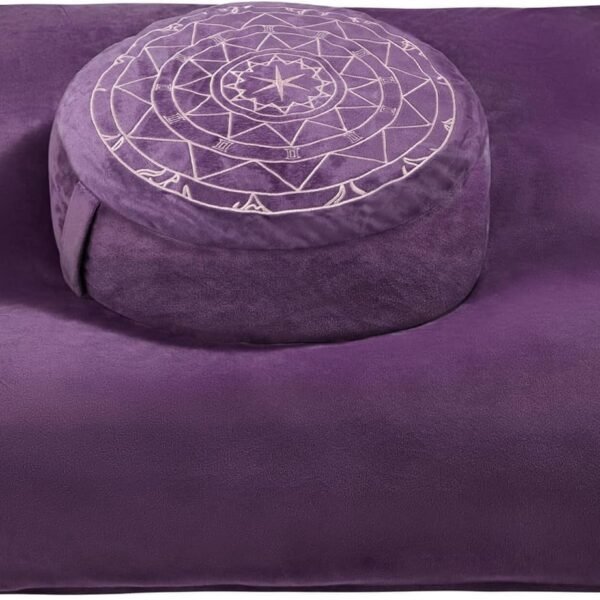 Zafu & Zabuton Meditation Cushion Set – Buckwheat Zafu + Memory Foam Zabuton Mat for Yoga & Mindfulness