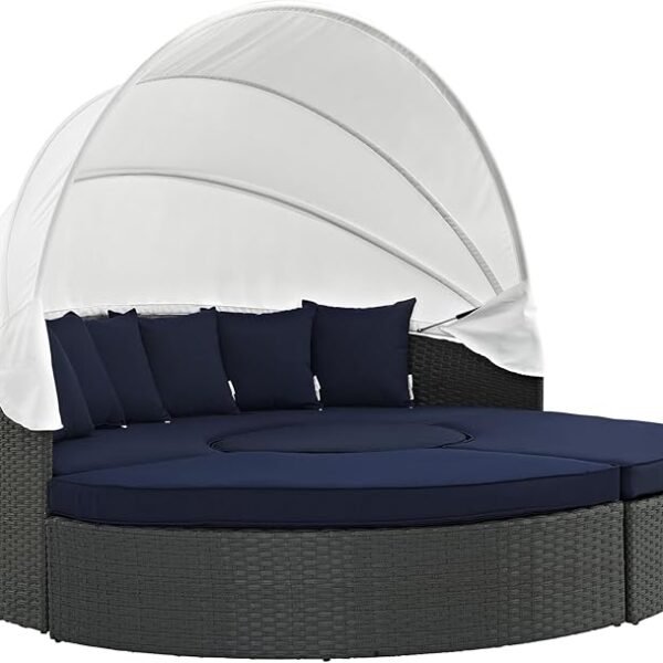Modway Sojourn Outdoor Patio Sunbrella Daybed with Canopy – All-Weather Wicker Lounge Sofa