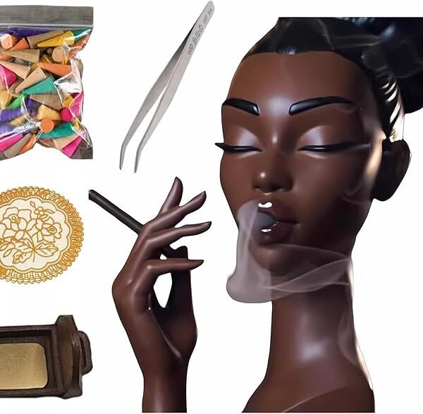 Headscents Black Woman Head Incense Burner – Artistic Resin Incense Holder for Home & Meditation