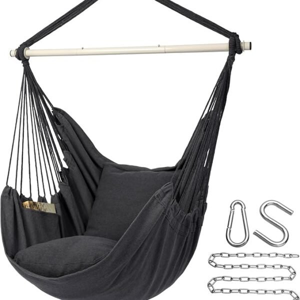 Y-STOP Hanging Hammock Chair – Indoor & Outdoor Rope Swing with Cushions (Up to 500 Lbs)