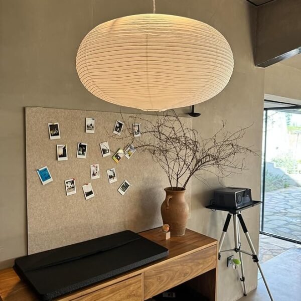 Henjjras Oblate Paper Pendant Lampshade – Large White Hanging Lantern (55.5 cm / 21.8″)