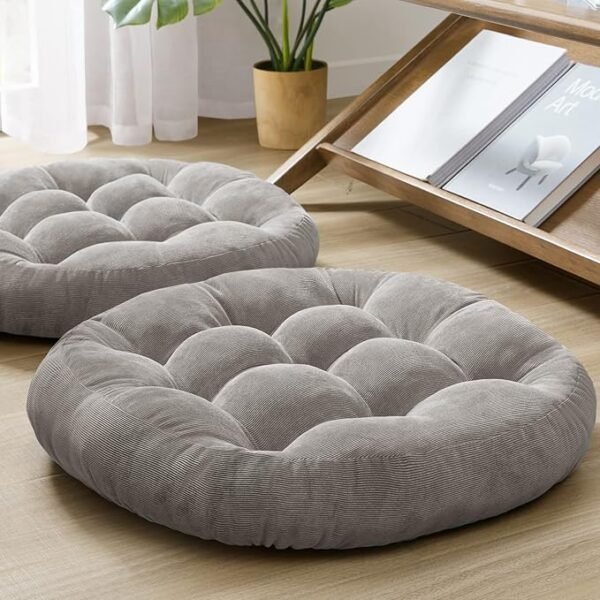 Premium 22″ Round Floor Cushions – Set of 2 Thick Memory-Foam Meditation & Lounge Floor Pillows