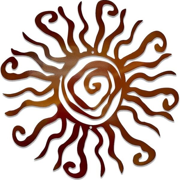 Riverside Designs 12″ Wacky Sun Metal Wall Art – Copper Rust-Proof Outdoor/Indoor Décor