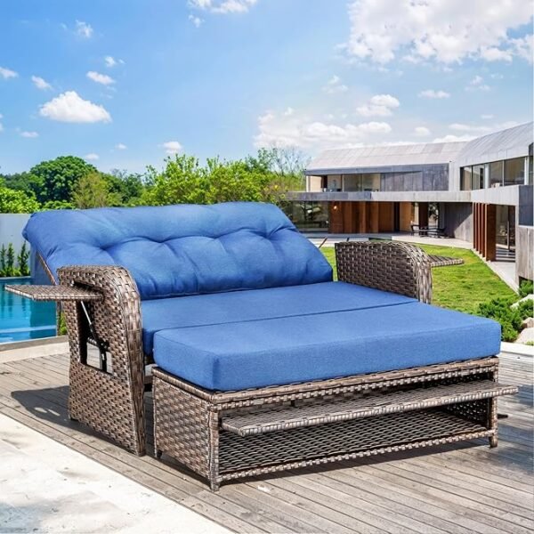 Convertible Outdoor Patio Sofa Daybed – Foldable Lounge Chair with Cushions for Porch, Balcony & Garden