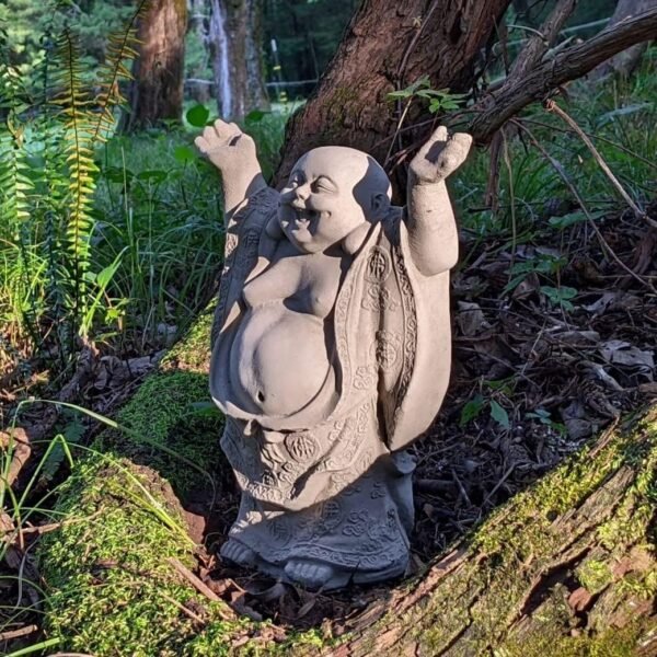 Super Happy Buddha Statue – Solid Stone 11″ Outdoor/Indoor Garden Buddha Decor