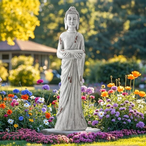 Ultym 42.1″ Standing Buddha Garden Statue – Weather-Resistant Outdoor Resin Statue for Patio, Lawn & Zen Decor
