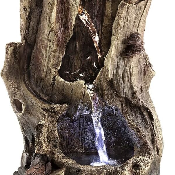 Alpine Corporation 11″ Indoor Tabletop Waterfall Fountain – Light-Up Rainforest Zen Water Feature for Home & Office