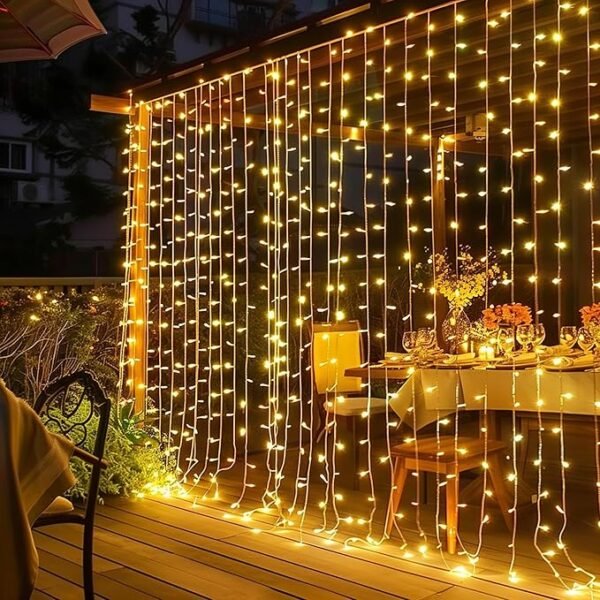 Dazzle Bright 300-LED Warm White Curtain Lights – 9.8′ × 6.6′ Waterproof Fairy String Lights for Indoors & Outdoors