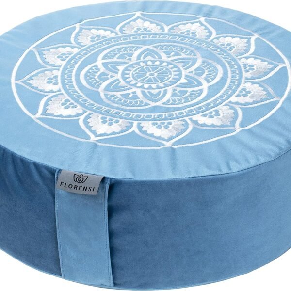 Florensi Velvet Zafu Meditation Cushion – Large Buckwheat-Filled Floor Pillow for Yoga, Meditation & Relaxation