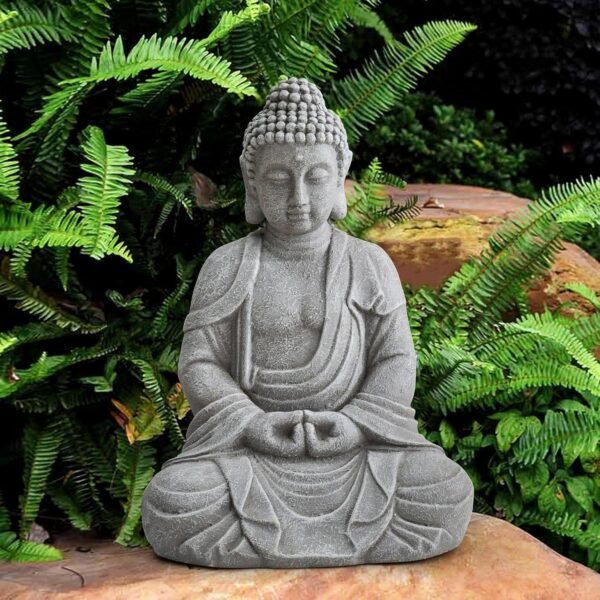 Sunjoy 20″ Clay Buddha Garden Statue – Large Outdoor Zen Decor for Patio, Lawn & Yard