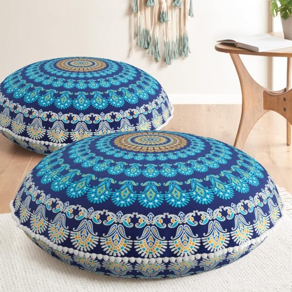 Codi Large Round Meditation Floor Pillow – Bohemian Mandala Cushion for Yoga, Mindfulness & Floor Seating