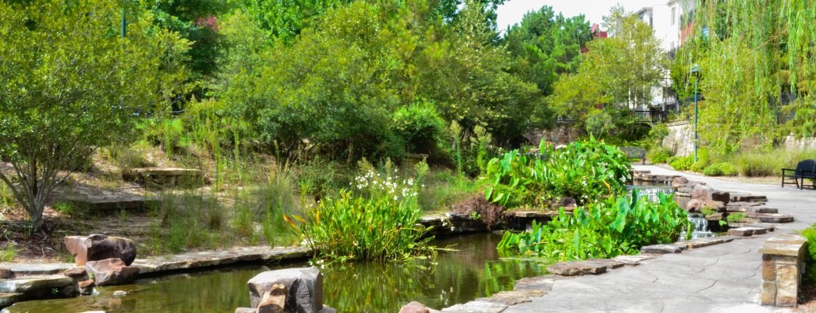 The Boardwalk water feature along The Woodlands Waterway.